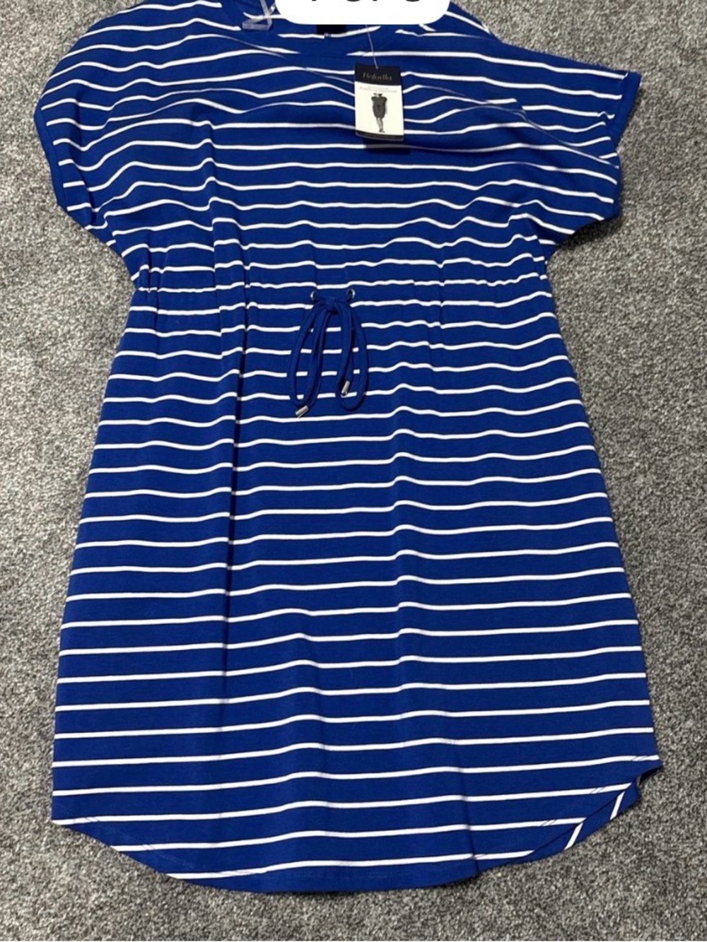 Rafaella Blue & White Striped Drawstring Kids Dress